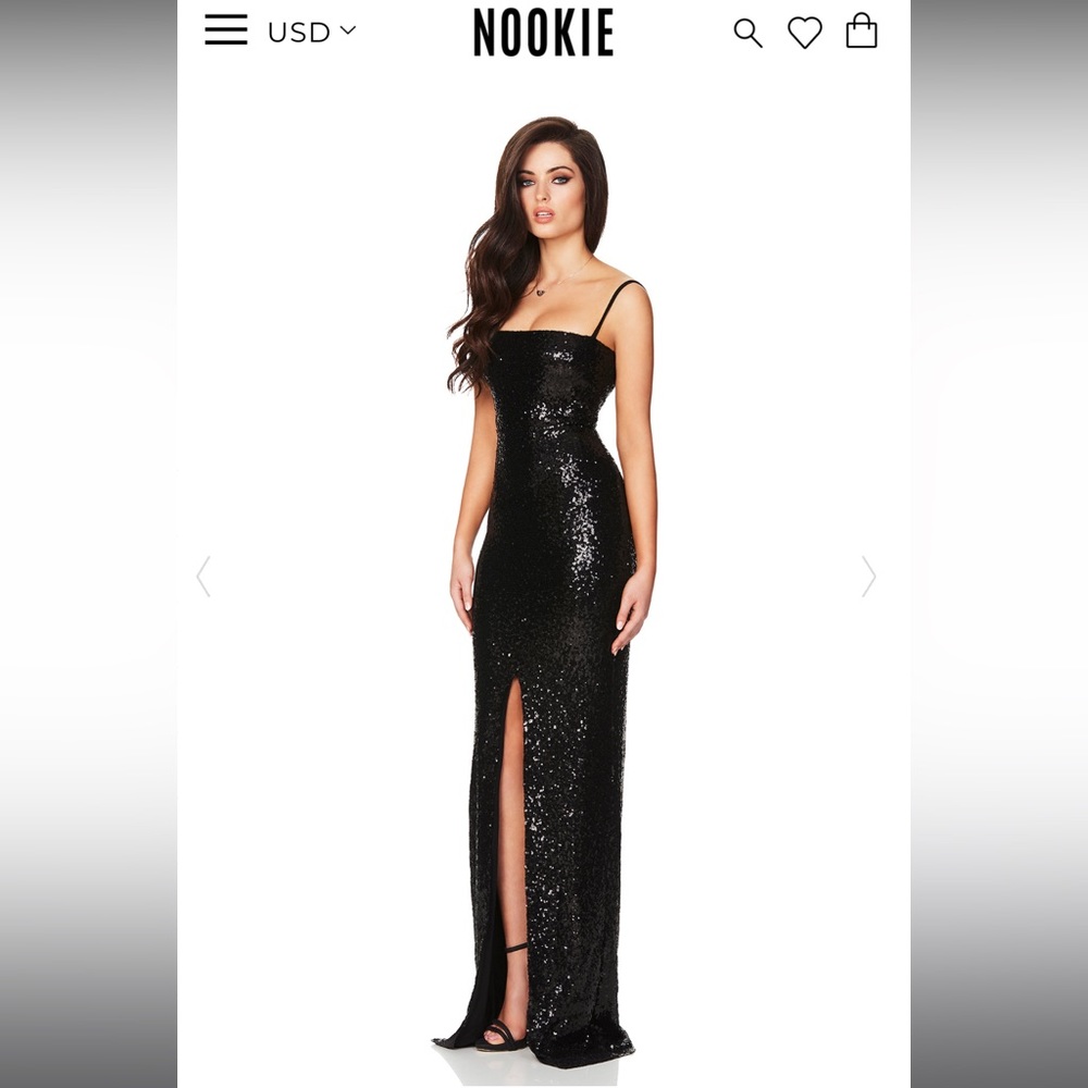 Nookie Europa black sequin gown